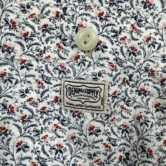 Ralph Lauren Denim Supply Shirt Size Medium White Floral Long Sleeve Button Up - Picture 4 of 5